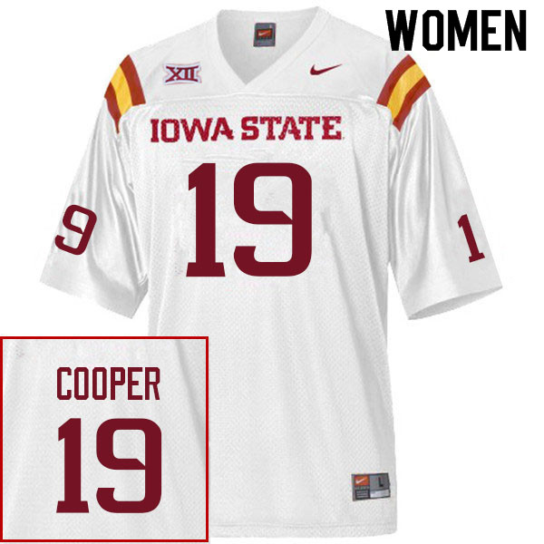 Women #19 Jeremiah Cooper Iowa State Cyclones College Football Jerseys Sale-White